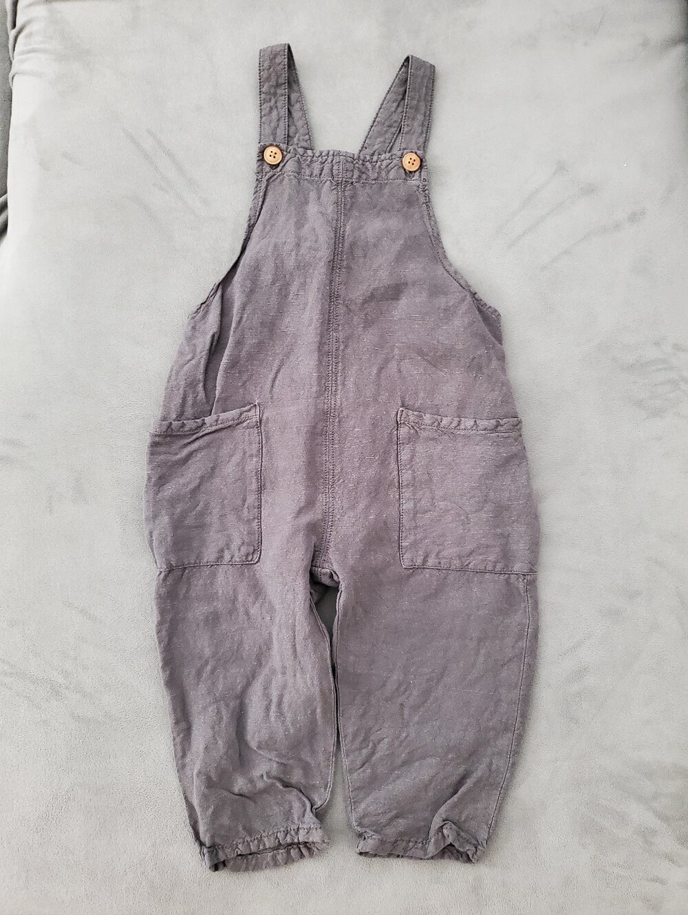 ZARA Toddler Gray Linen Blend Overalls